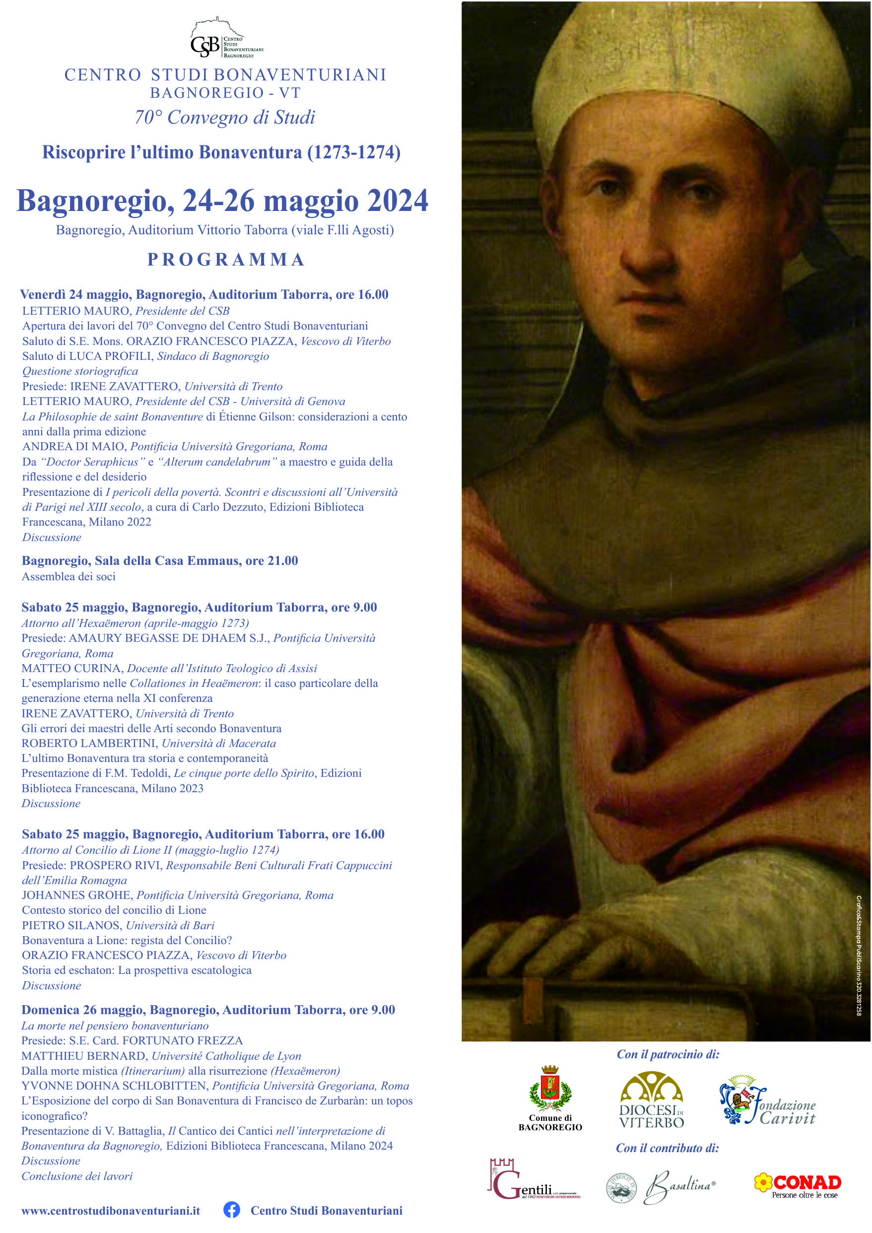 PROGRAMMA CONVEGNO 2024 – Bagnoregio, 24-26 maggio 2024