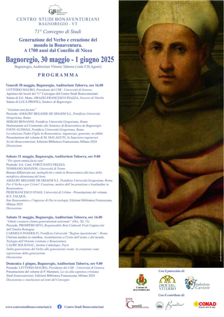 71° Convegno del Centro Studi Bonaventuriani – Generazione del Verbo e creazione del mondo in Bonaventura. A 1700 anni dal Concilio di Nicea